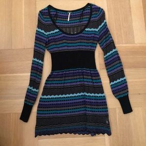 Free People crochet long sleeve dress small